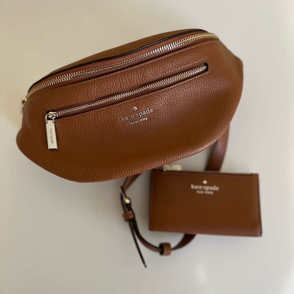 Kate Spade Brown Leather Belt Bag and Wallet